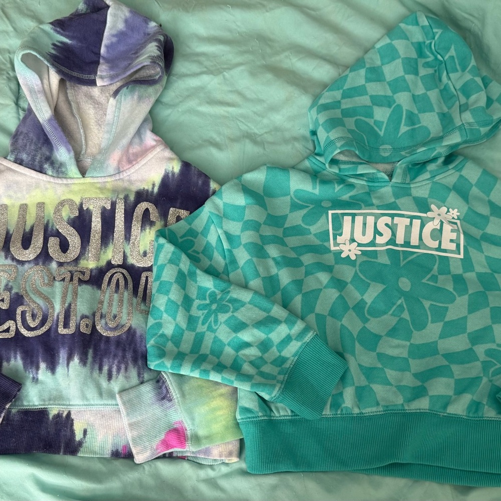 Justice Kids' Tie-Dye and Teal Hoodies